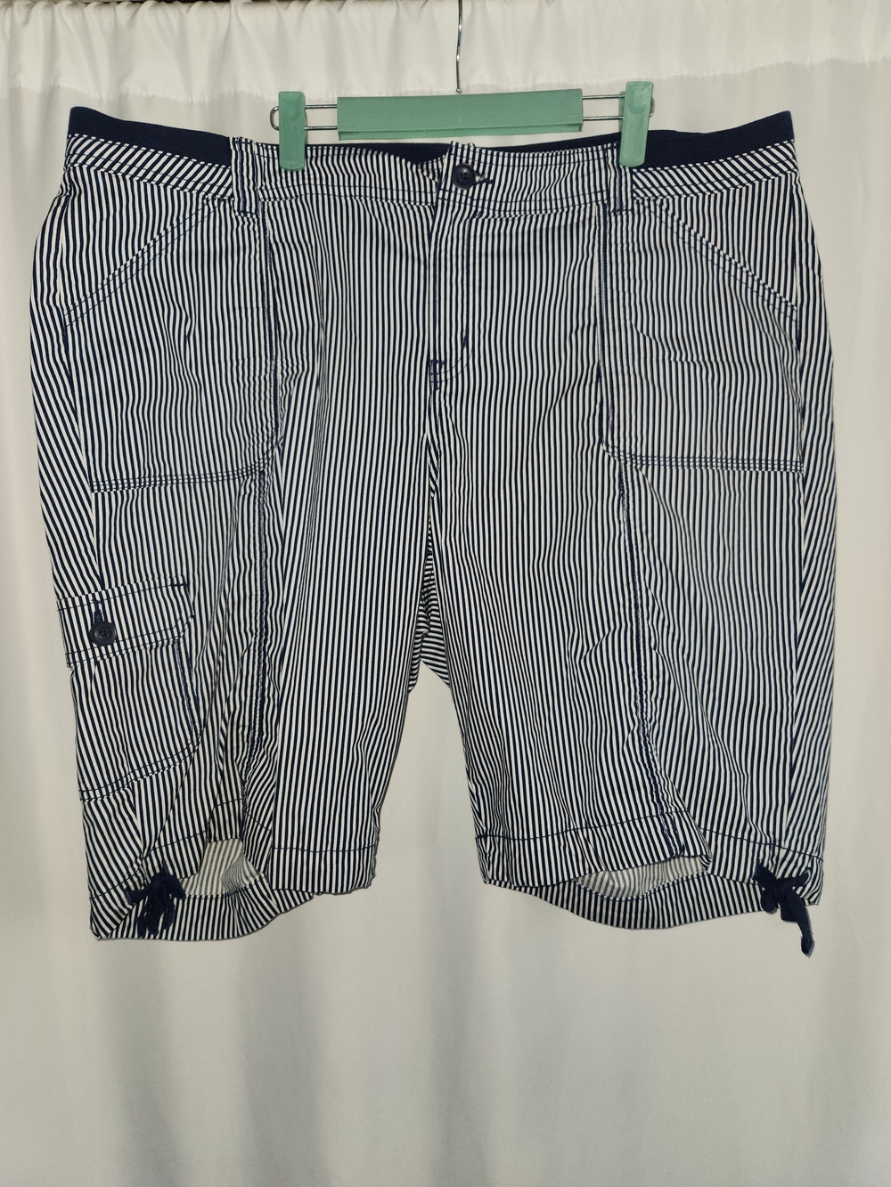 St. John's Bay Navy and White Striped Cargo Shorts #nautical #laid-back #utility